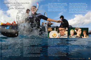 Woman jumping in the ocean to snorkle