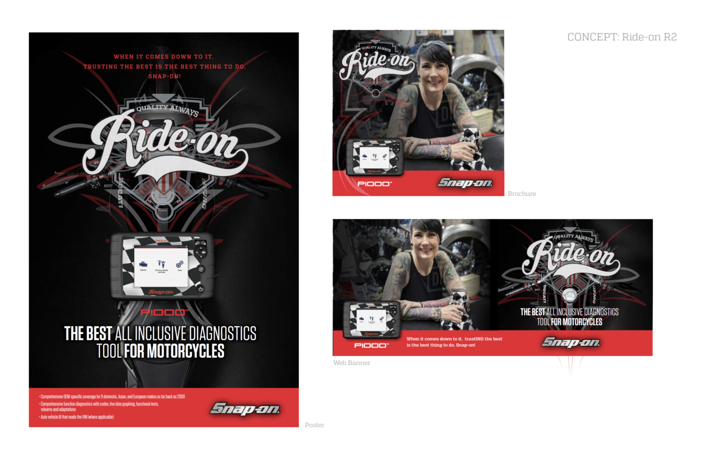 Snap-On® Collateral Package Design 3 Snap-on® motorcycle diagnostics promotion concept